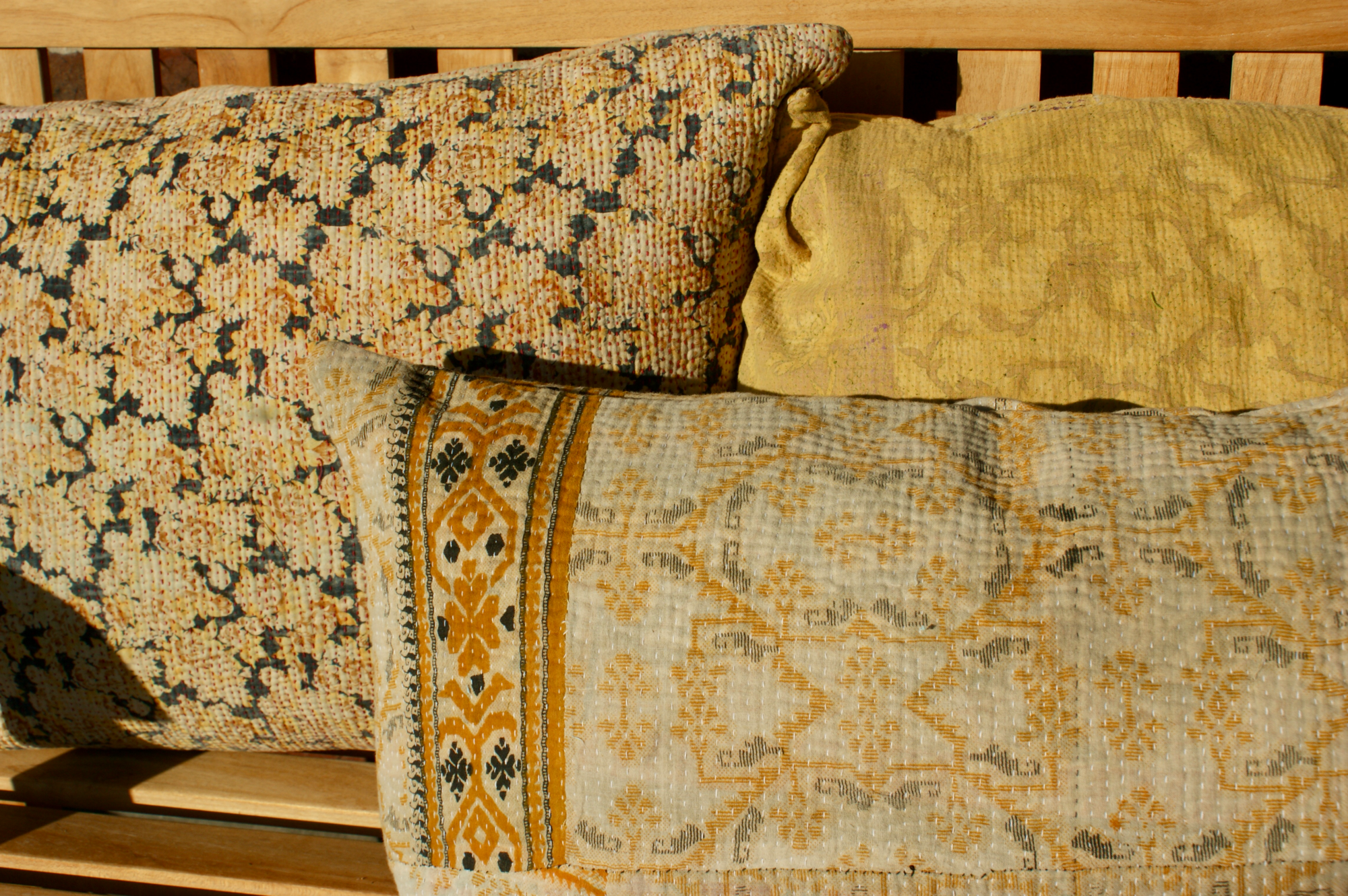 Kussen Kantha vintage 40x60 cm yellow blue