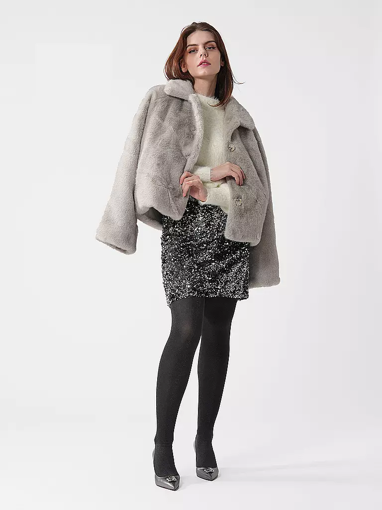 MEOTINE Jacke in Felloptik hellgrau