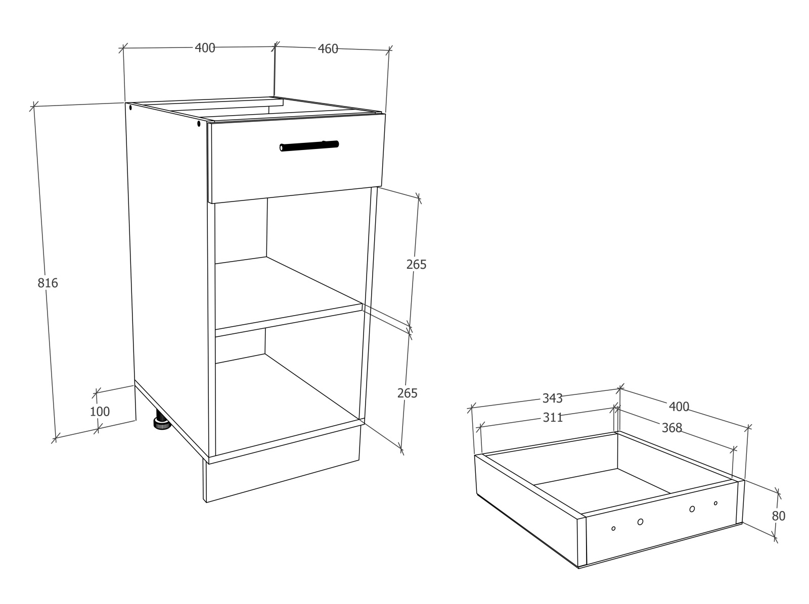 Unterschrank ESILO - weiß - Sonoma Eiche - 40 cm
