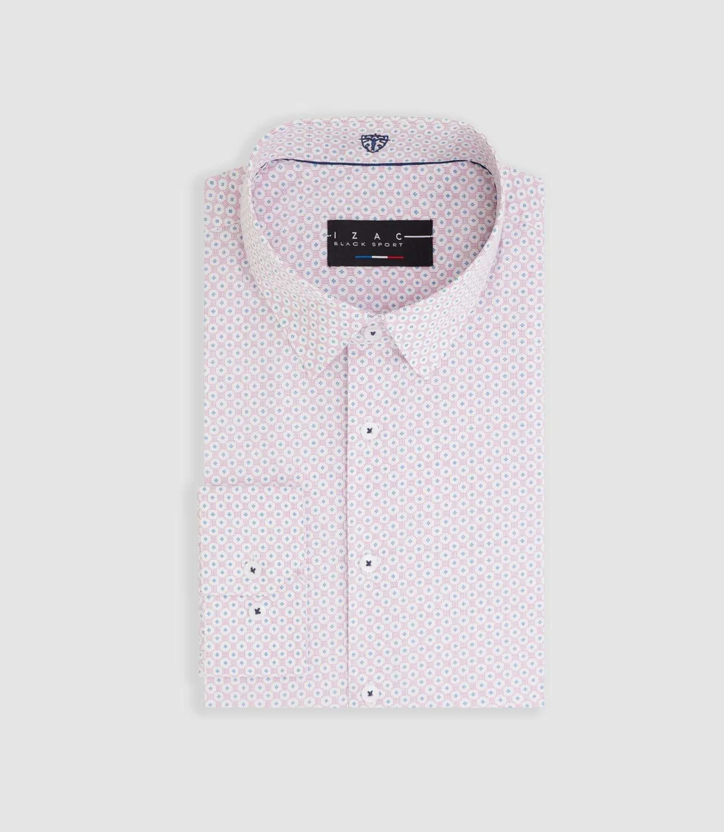 Chemise imprimée micro motifs rouge 