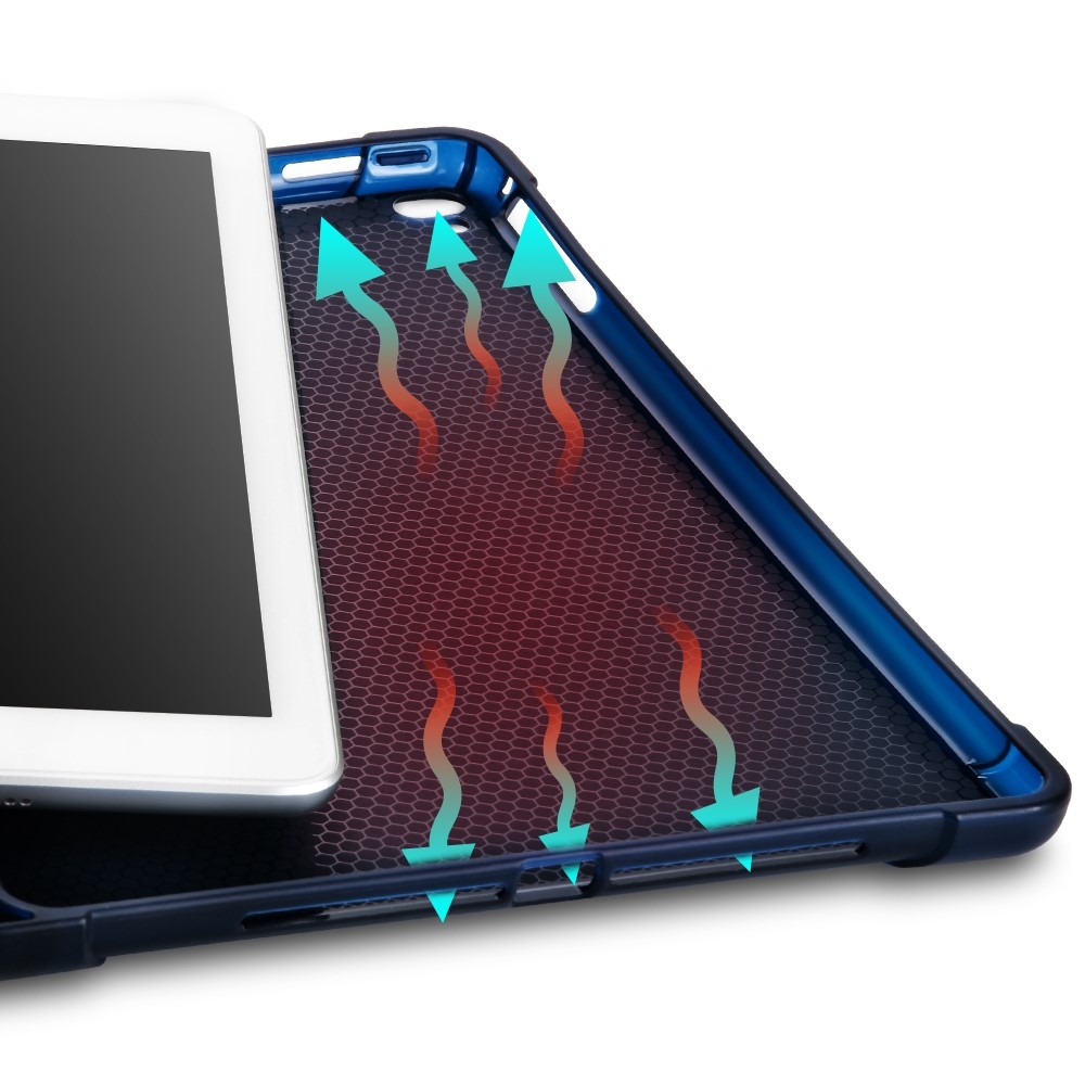 iPad 9.7 (2018/2017) / iPad Air / iPad Air 2 Slim Smart Cover Hülle Gummi Case   Apple Pencil Halterung - Schwarz / Transparent