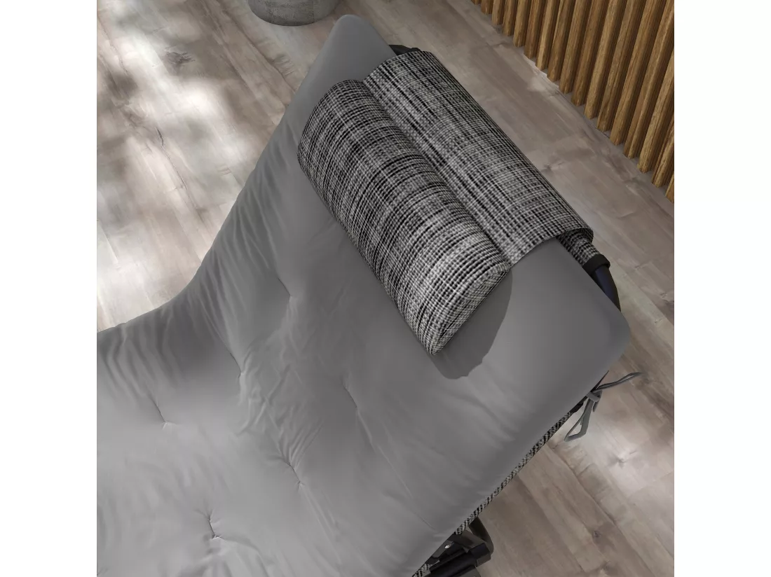 Lot de 2 transats bains de soleil pliables inclinables - tétière, matelas épais - métal tissu gris