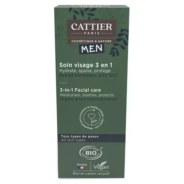 Cattier Men 3 em 1 Cuidado Facial Orgânico 50ml