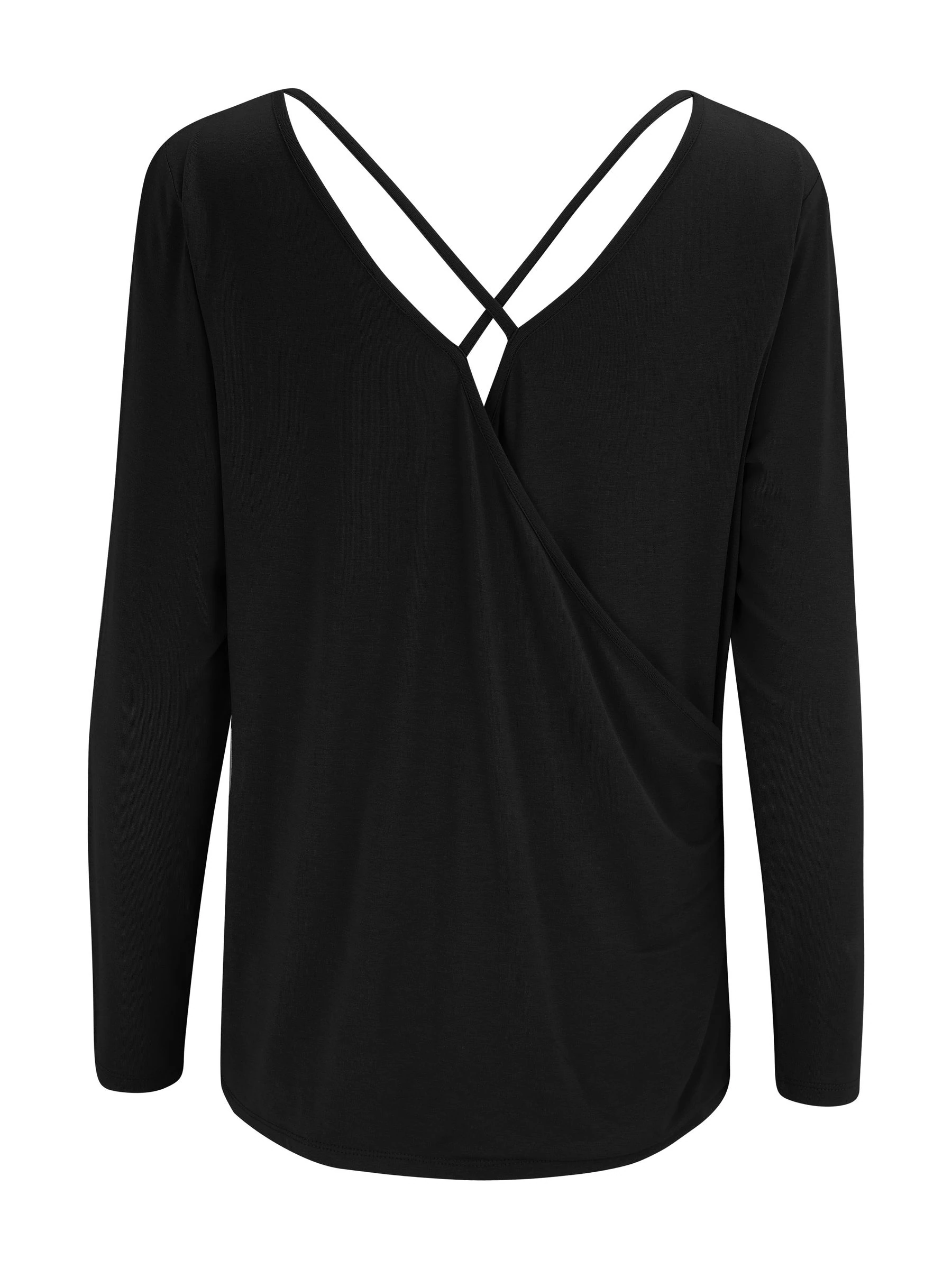 Zwart - Pour Moi - Jersey yogatop met gekruiste rugbandjes
