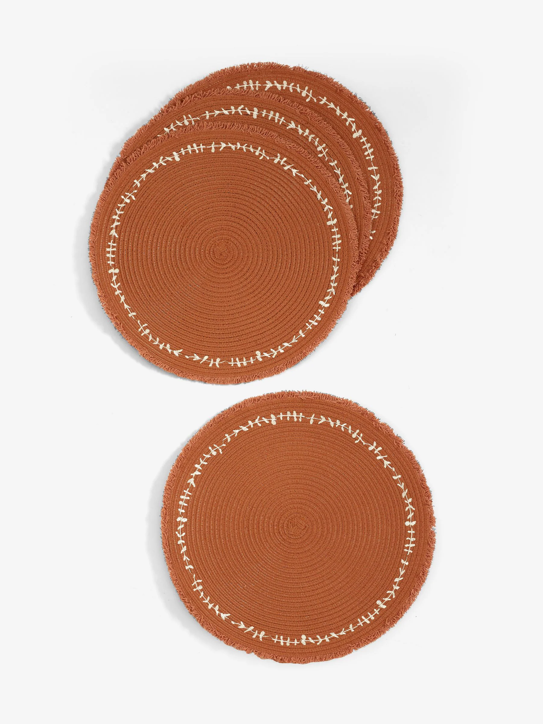 Set of 4 Embroidered Leaf Placemats