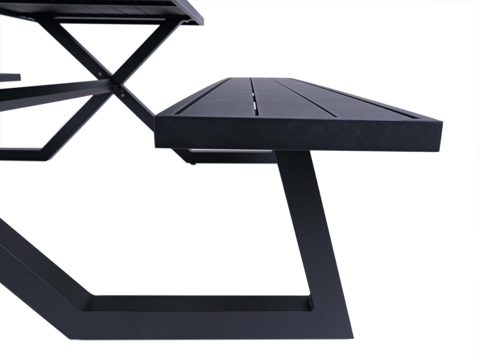 luxe aluminium picknicktafel Dex 200 cm zwart