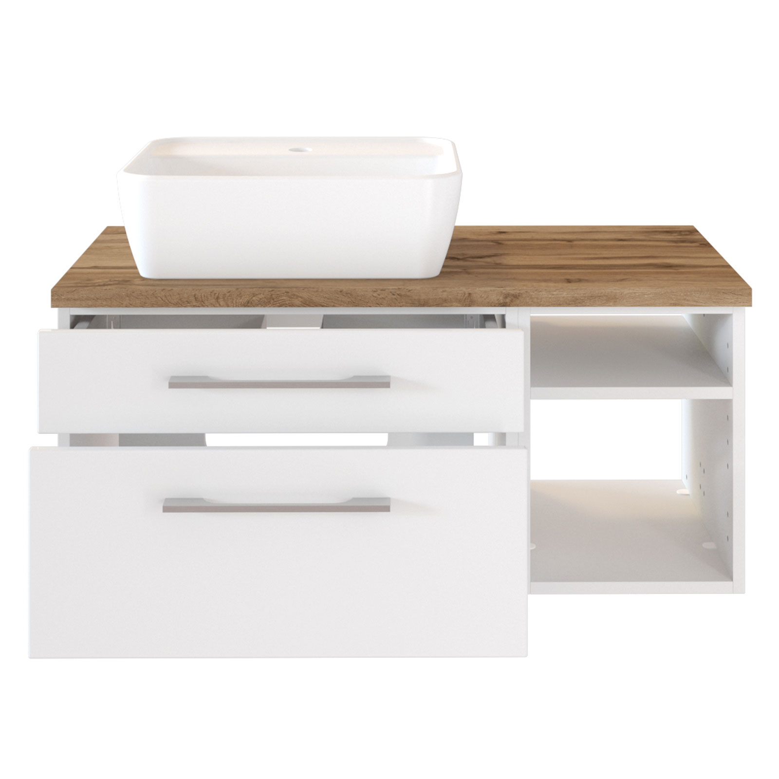 3-teiliges Badmöbel-SetDAVOS - weiß - 90 cm breit - Becken links