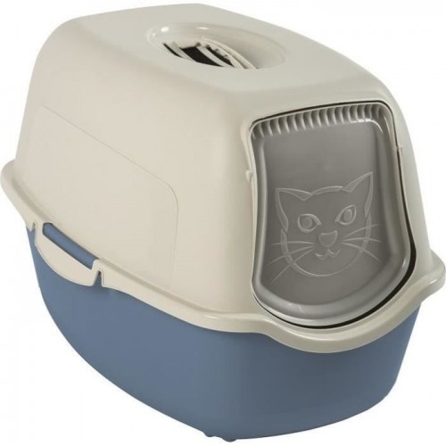 Caixa de areia moderna Cstore, feita de PP reciclado, nas cores azul e branca, para gatos.