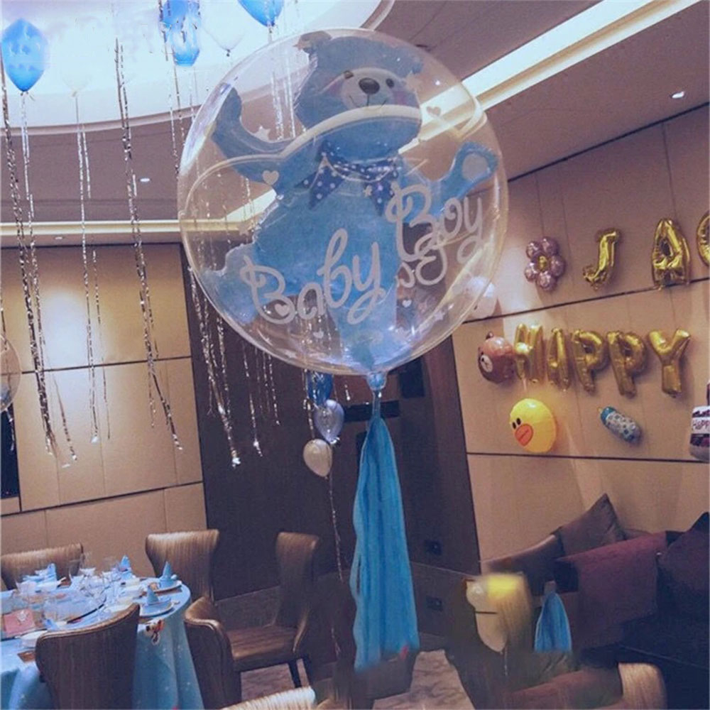 (Ø60cm) Party Ballon Baby Shower / Geburt Deko Folienballon Bär - Baby Boy