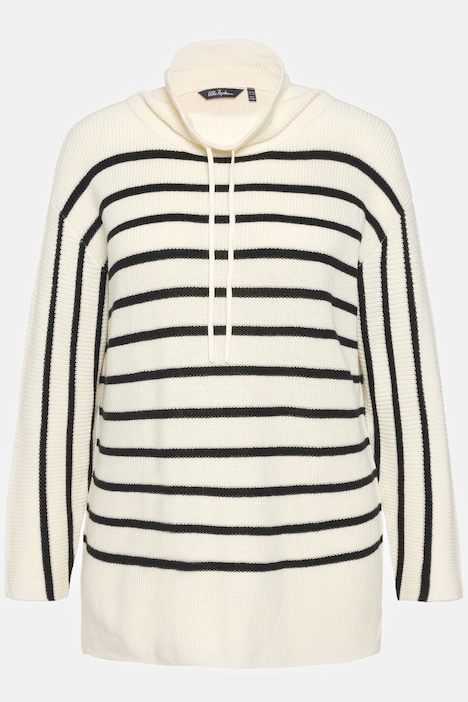 Pullover, Streifen, Oversized, Stehkragen, Langarm