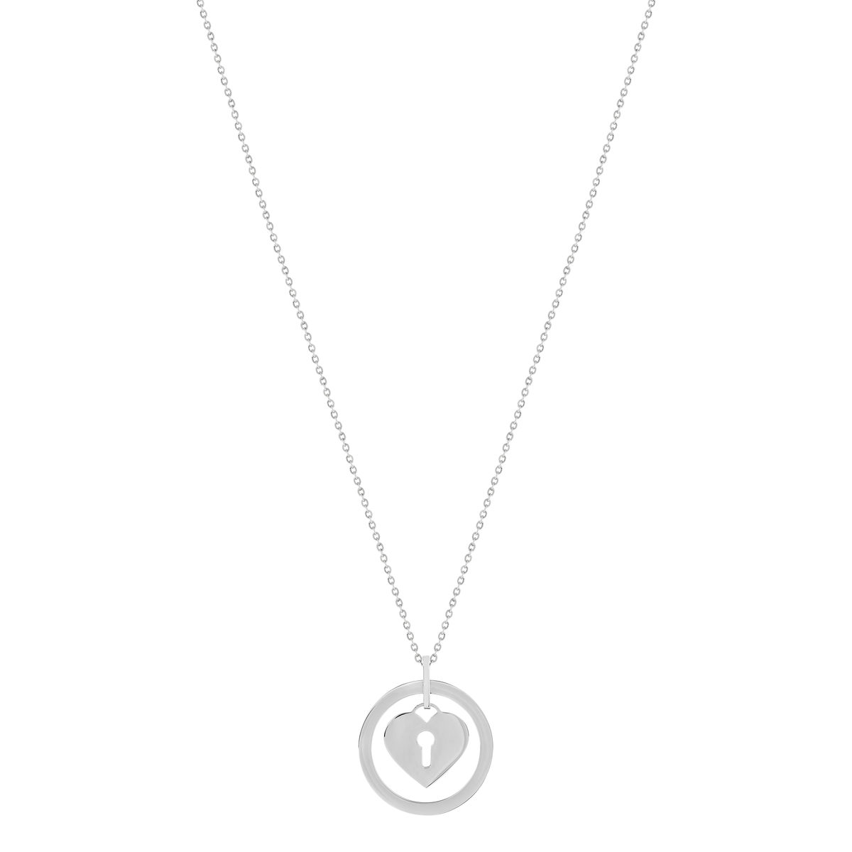 Collier acier maille forçat coeur 48 cm