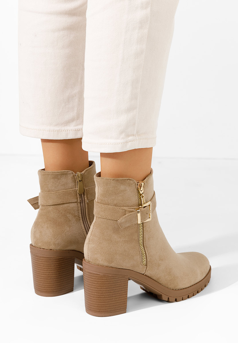 Bottines à gros talon kaki Loria