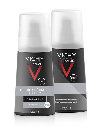 Vichy Homme Déodorant Vaporisateur Ultra-Frais - Lot 2x100ml