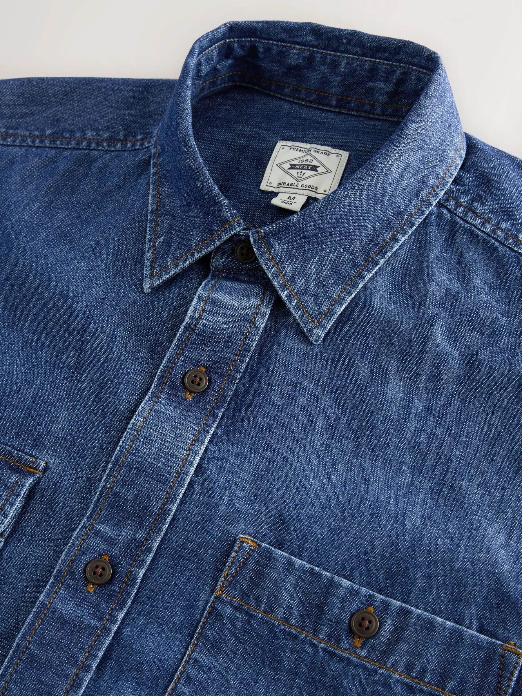 Indigoblauw - Denim overhemd met lange mouwen