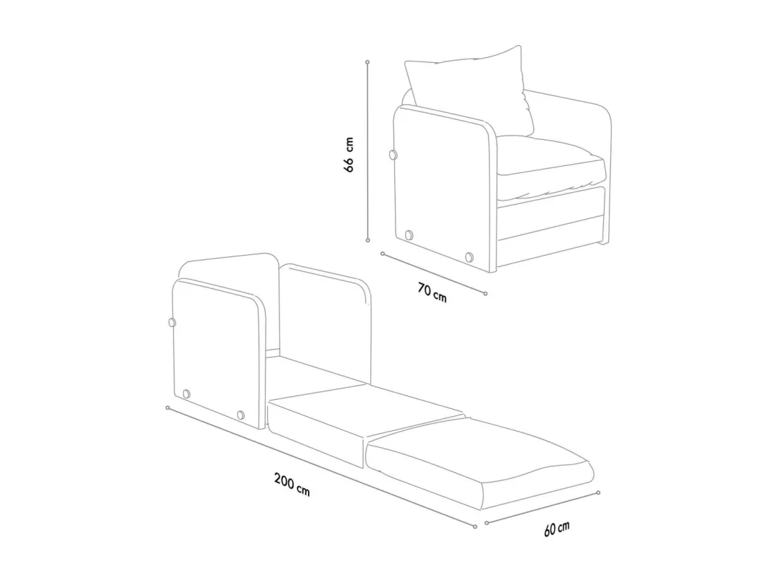 Fauteuil convertible en tissu Saga