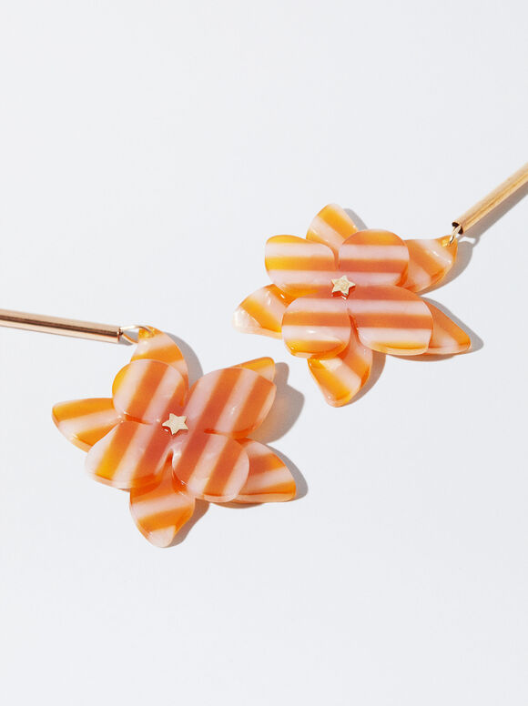 Pendientes Flor Con Resina - Multicor