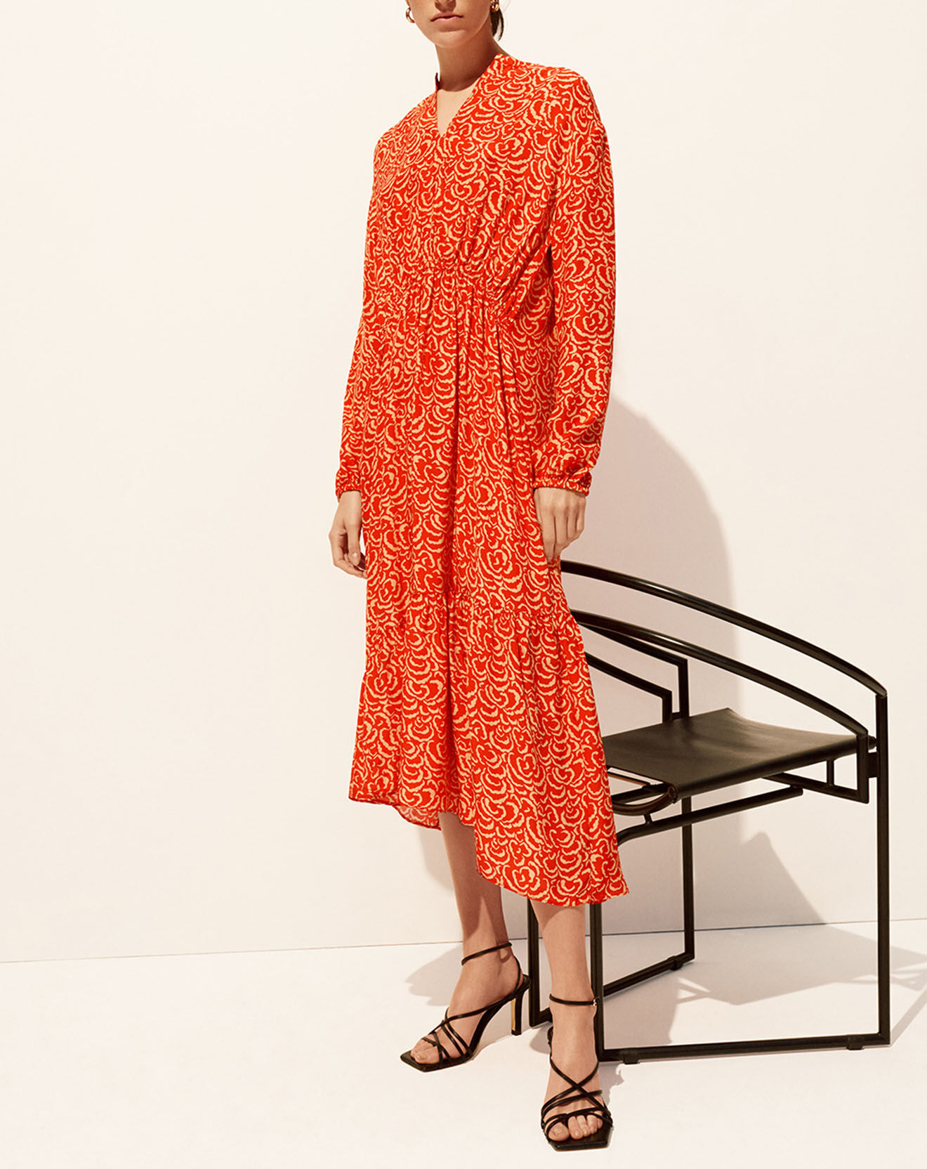Chloé Stora Robe 100% Soie Marcia imprimée rouge