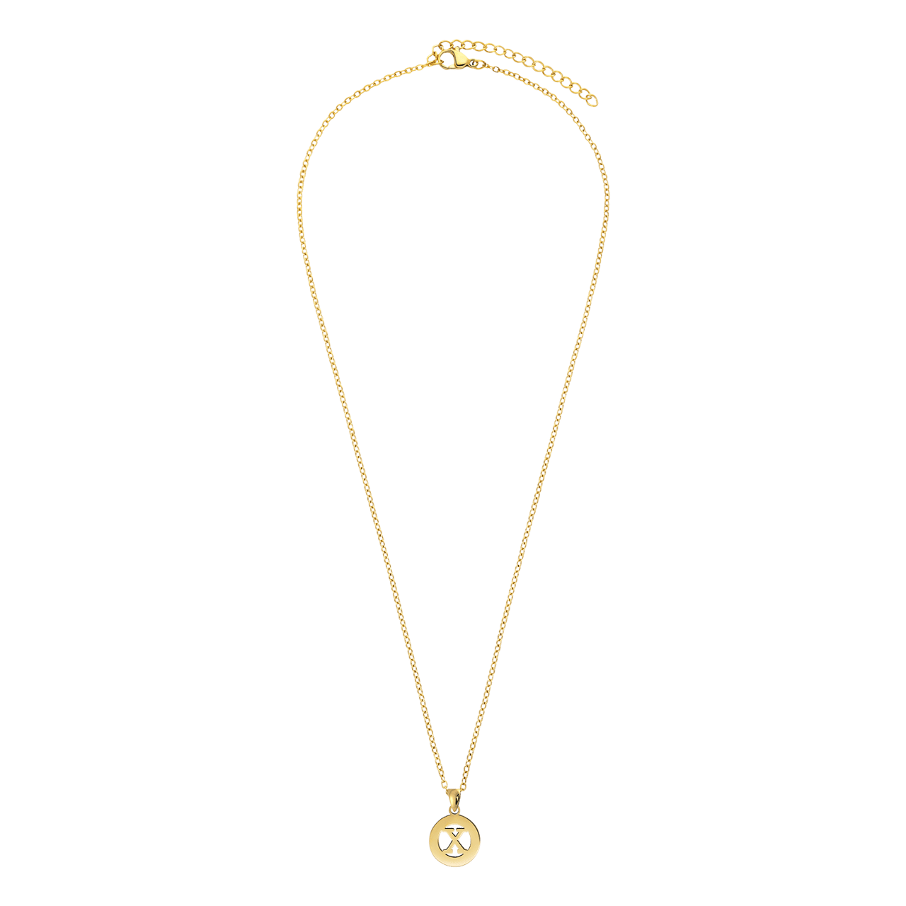 Stalen goldplated ketting met letter - X