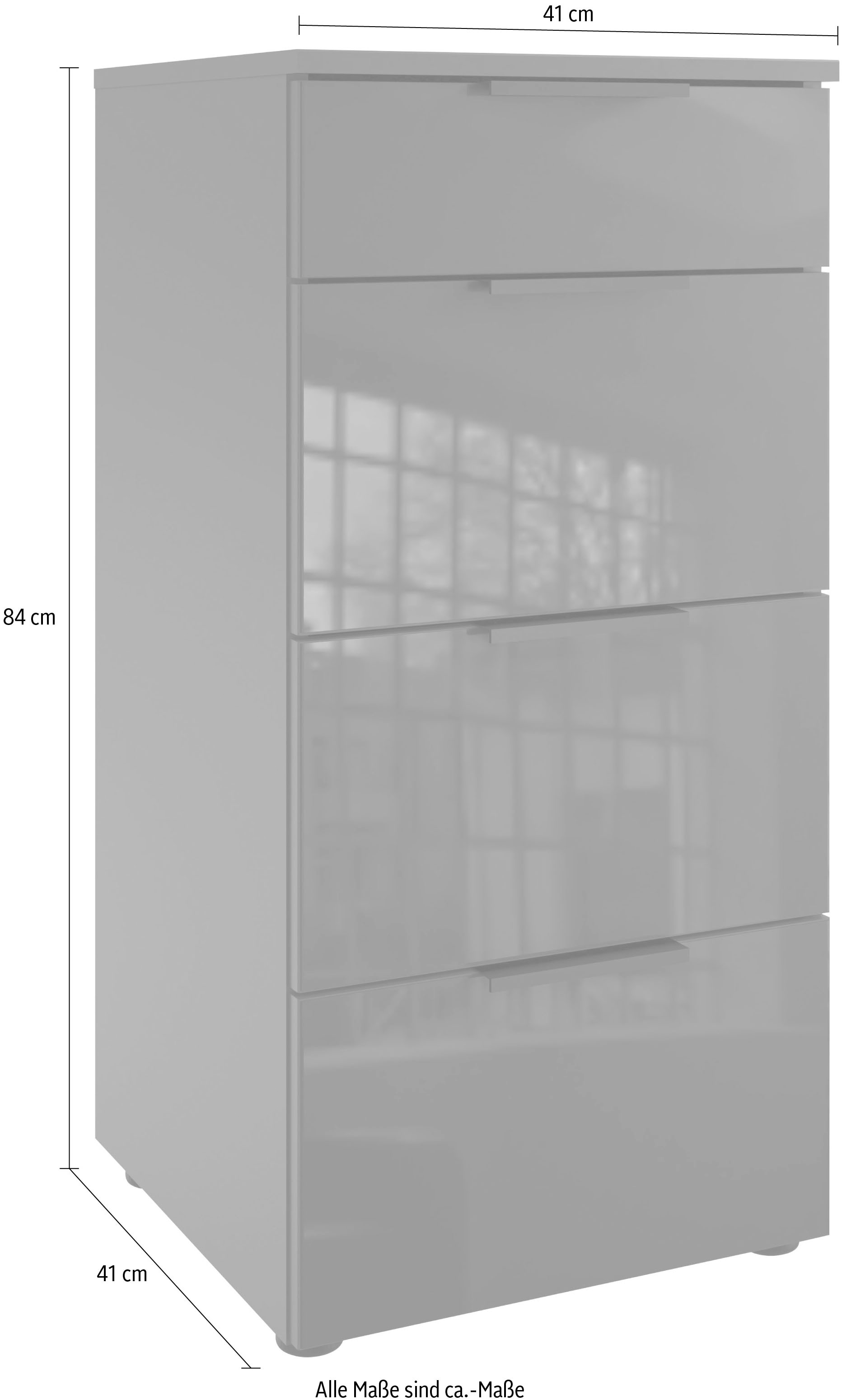 Wimex Schubkastenkommode »Level36 black C by fresh to go« mit Glaselementen auf der Front, soft-close Funktion, 41cm breit