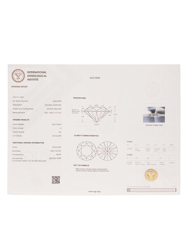 Investment-Brillant, 0,50 ct. weiß, SI, Zertifikat