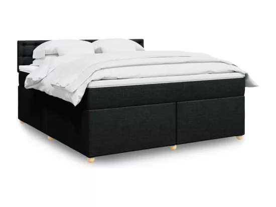 Sommier à lattes de lit avec matelas Noir 180x200 cm Tissu