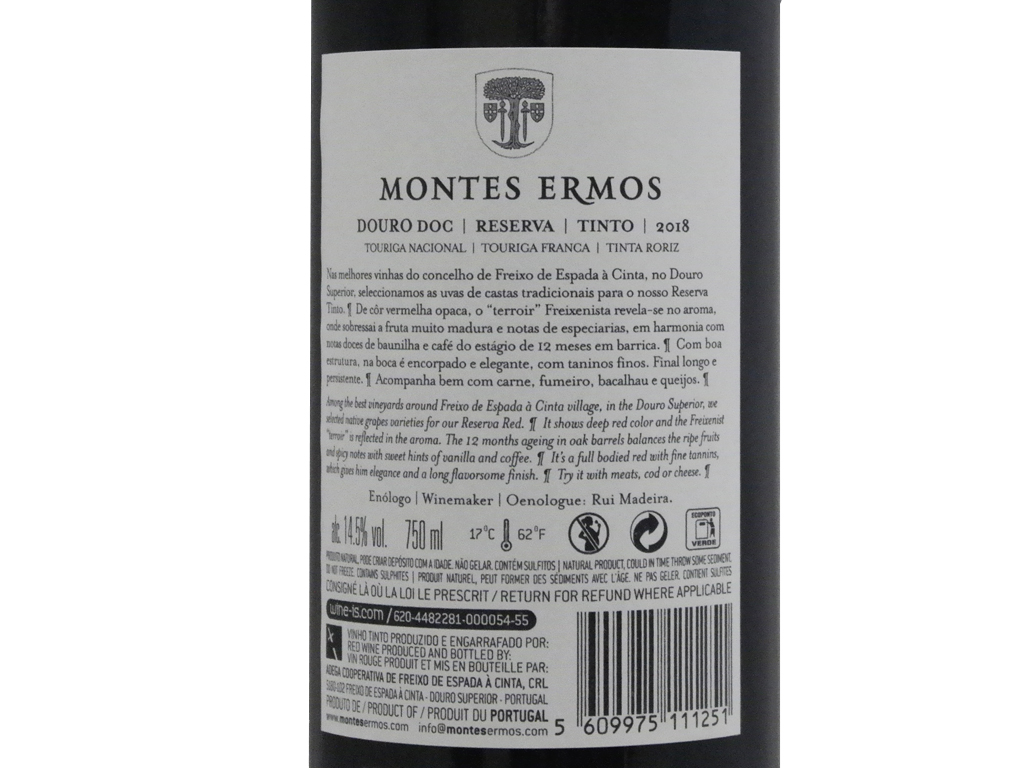 VINHO TINTO MONTES ERMOS RESERVA DOURO 0.75L