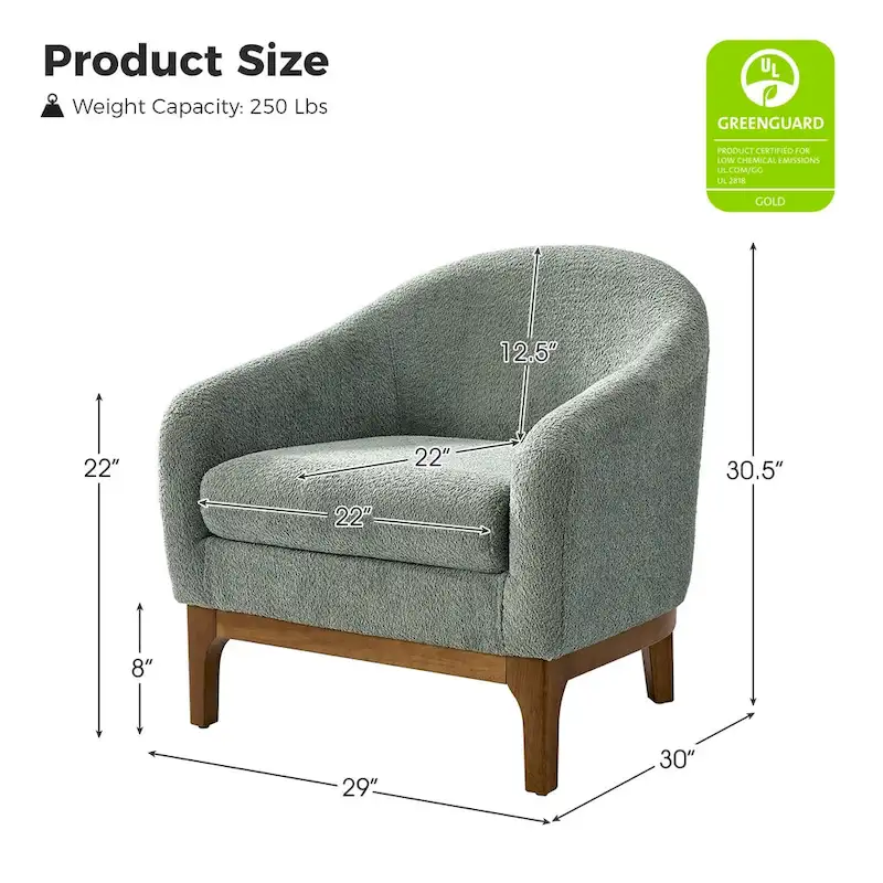 Augus Modern Boucle Accent Barrel Chair with Solid Wood Legs by HULALA HOME