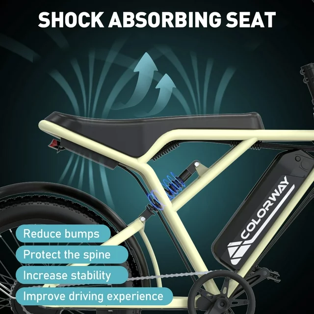 Bicicleta elétrica COLORWAY 750W para adultos, com pneus largos 20x4.0, ideal para trilhas e neve, com bateria de 36V/12Ah. Perfeita para ciclismo ao ar livre, praia e montanha.