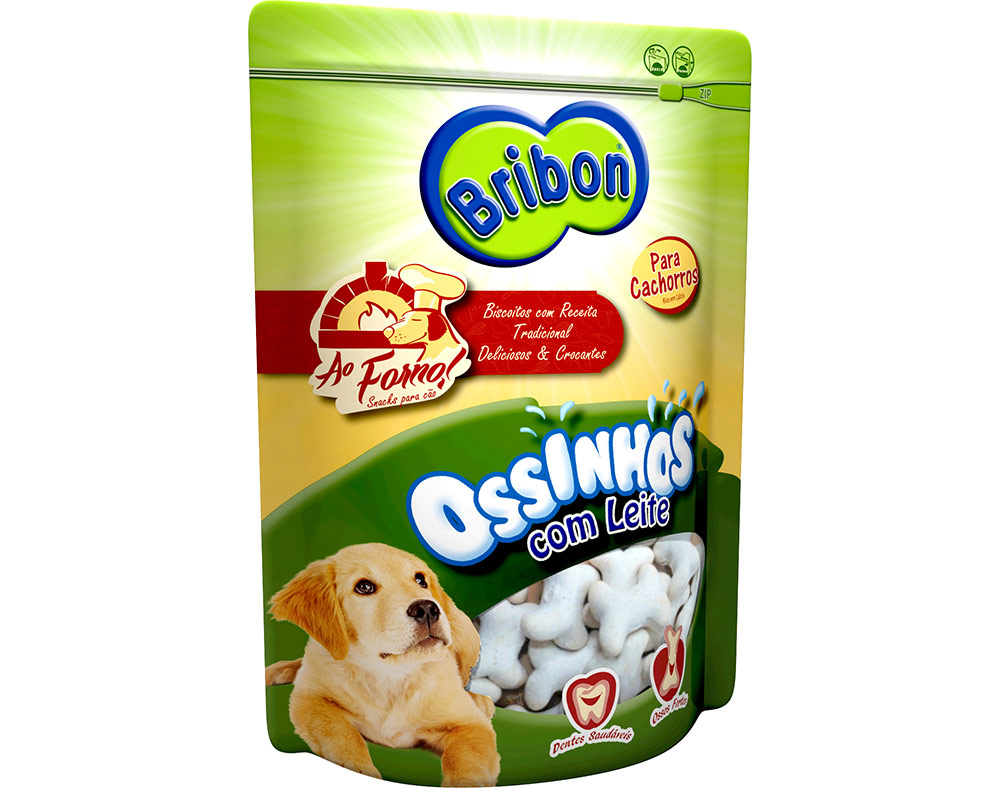 SNACKS PARA CÃO BRIBON AO FORNO OSSINHOS COM LEITE PARA CACHORROS 200G