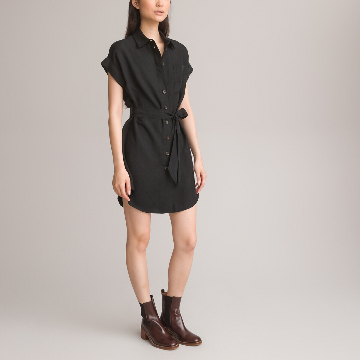 COLEÇÃO LA REDOUTE<br>Botas Chelsea de couro com salto largo