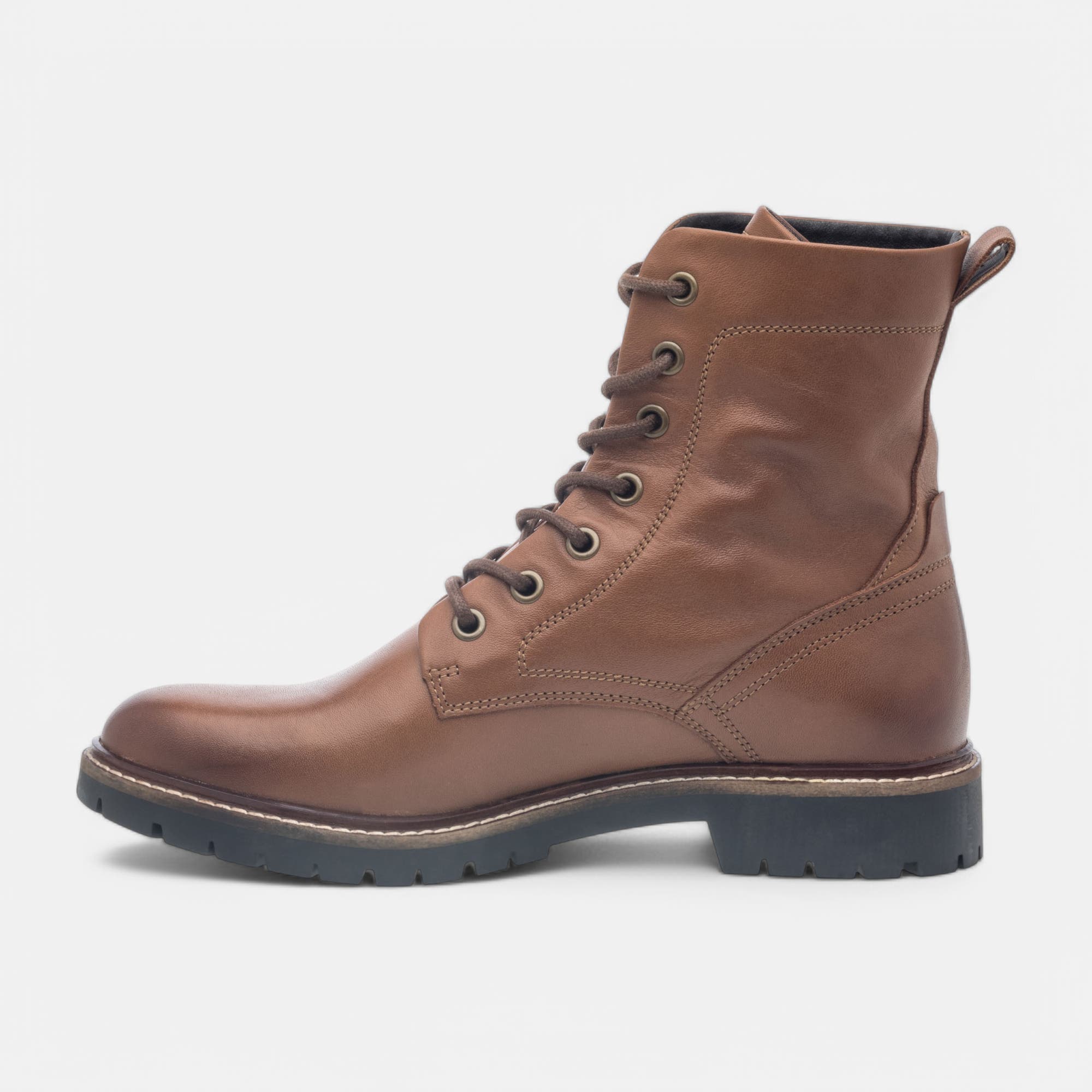 Bottines à lacets Femme en cuir cognac
