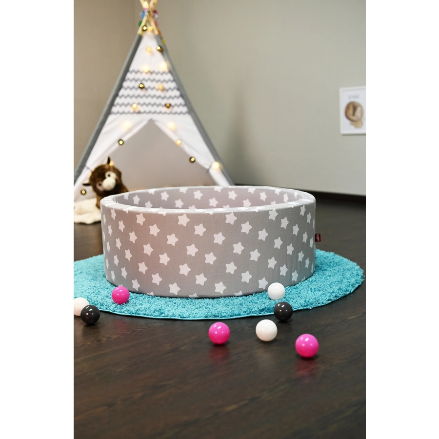 knorr toys® Bällebad soft - Grey white stars - 300 balls cremegreyrose grau