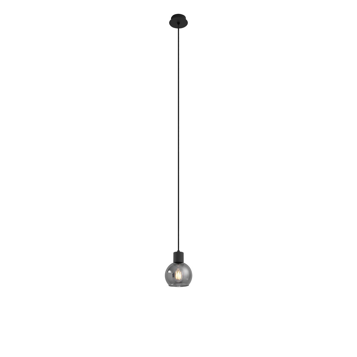 Art Deco hanglamp zwart met smoke glas - Vidro