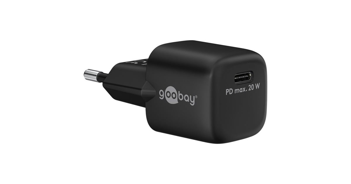 goobayUSB-C PD GaN snellader Nano (20 W)   (Zwart, 1x USB-C, Power Delivery 3.0)