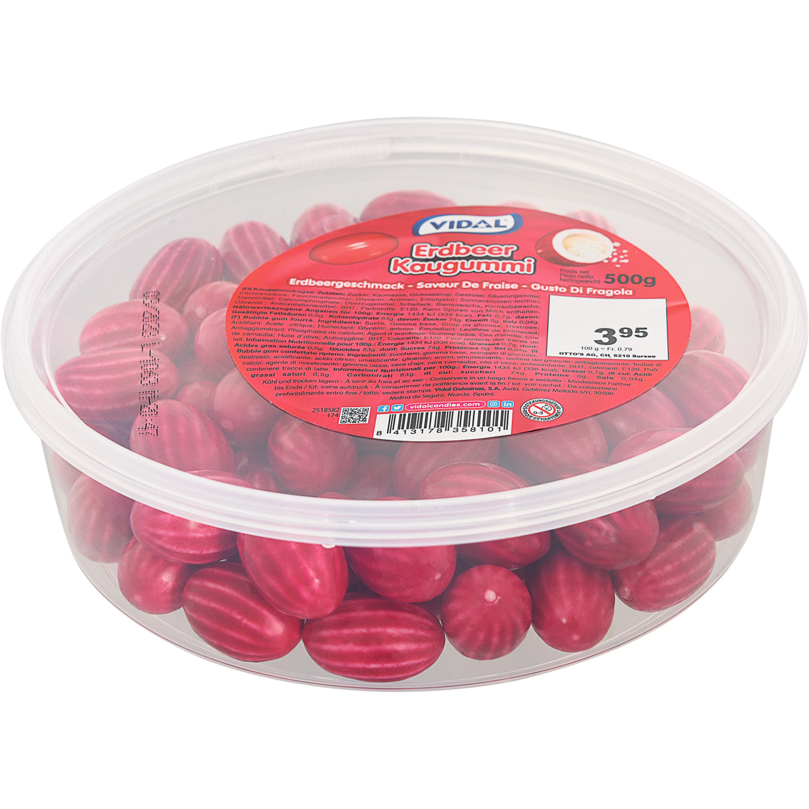 Vidal Bubble Gum Saure Erdbeeren 500g
