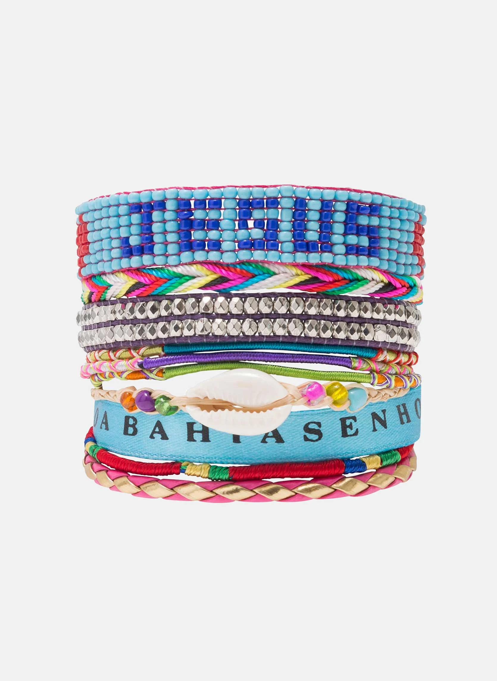 VERSION_04 - Bracelet multiliens avec fermoir aimanté en perles | Doré