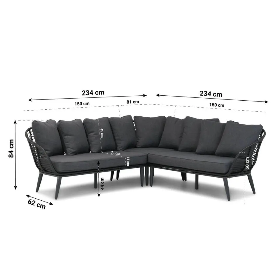 Hoek loungeset 4 personen Wicker Zwart Coco Coco Leonardo
