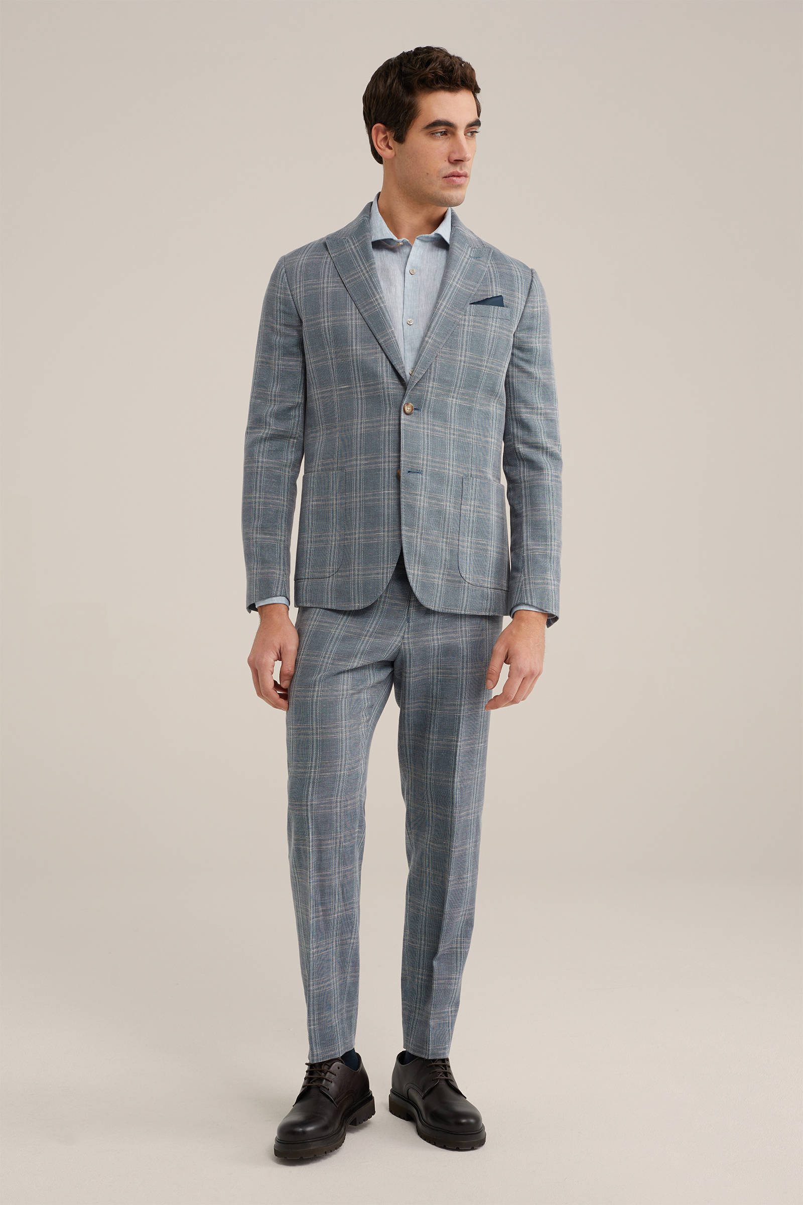 Van Gils geruit regular fit colbert blauw