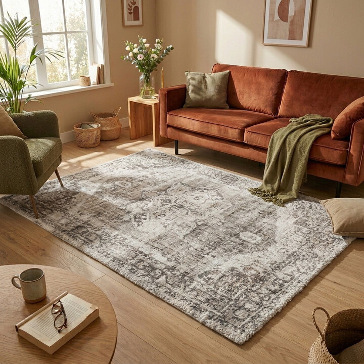 Vintage vloerkleed - Kyra Medaillon Creme | Duurzaam design