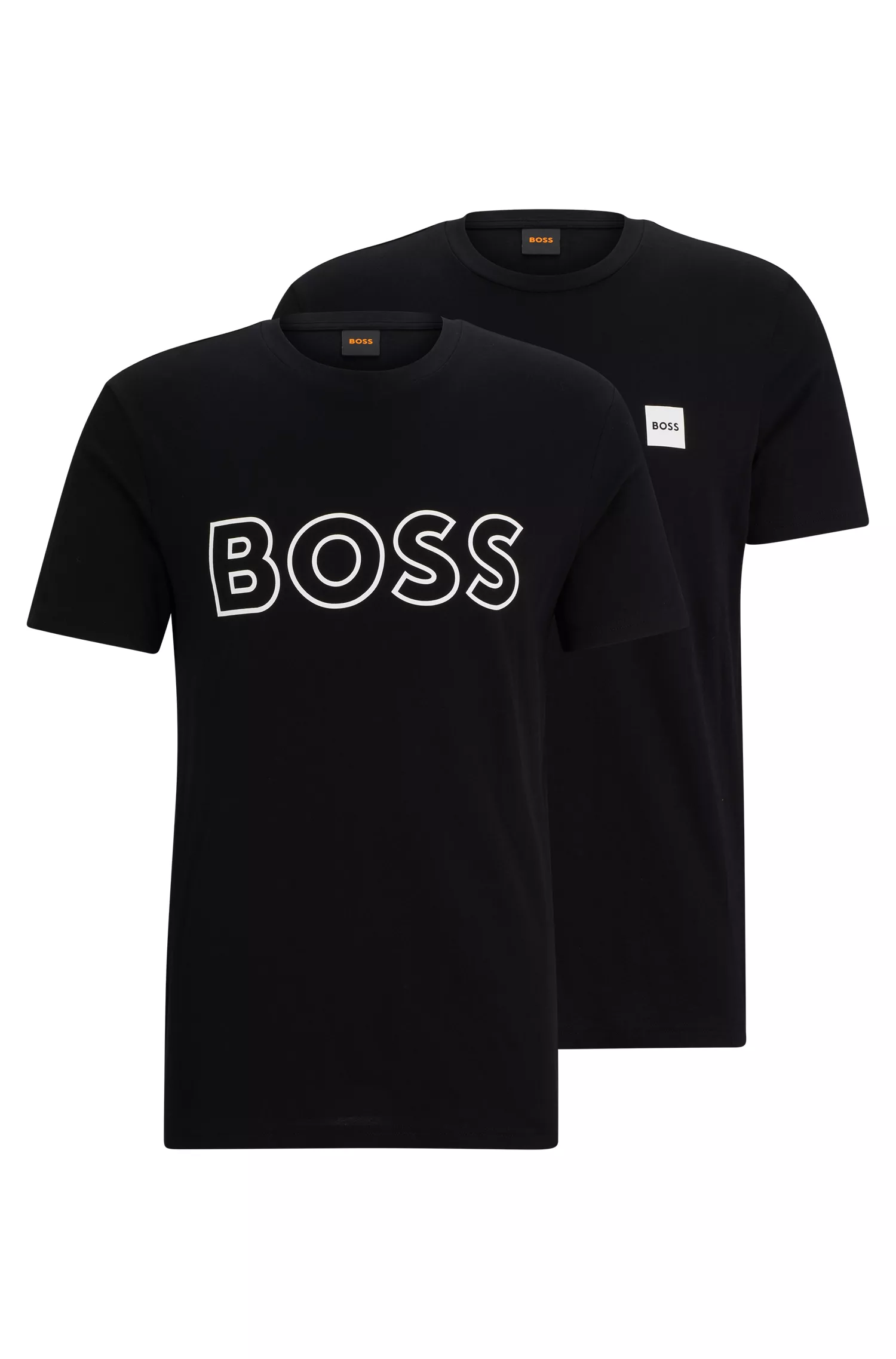 BOSS Laranja - Pacote com duas camisetas de algodão jersey com detalhes do logotipo