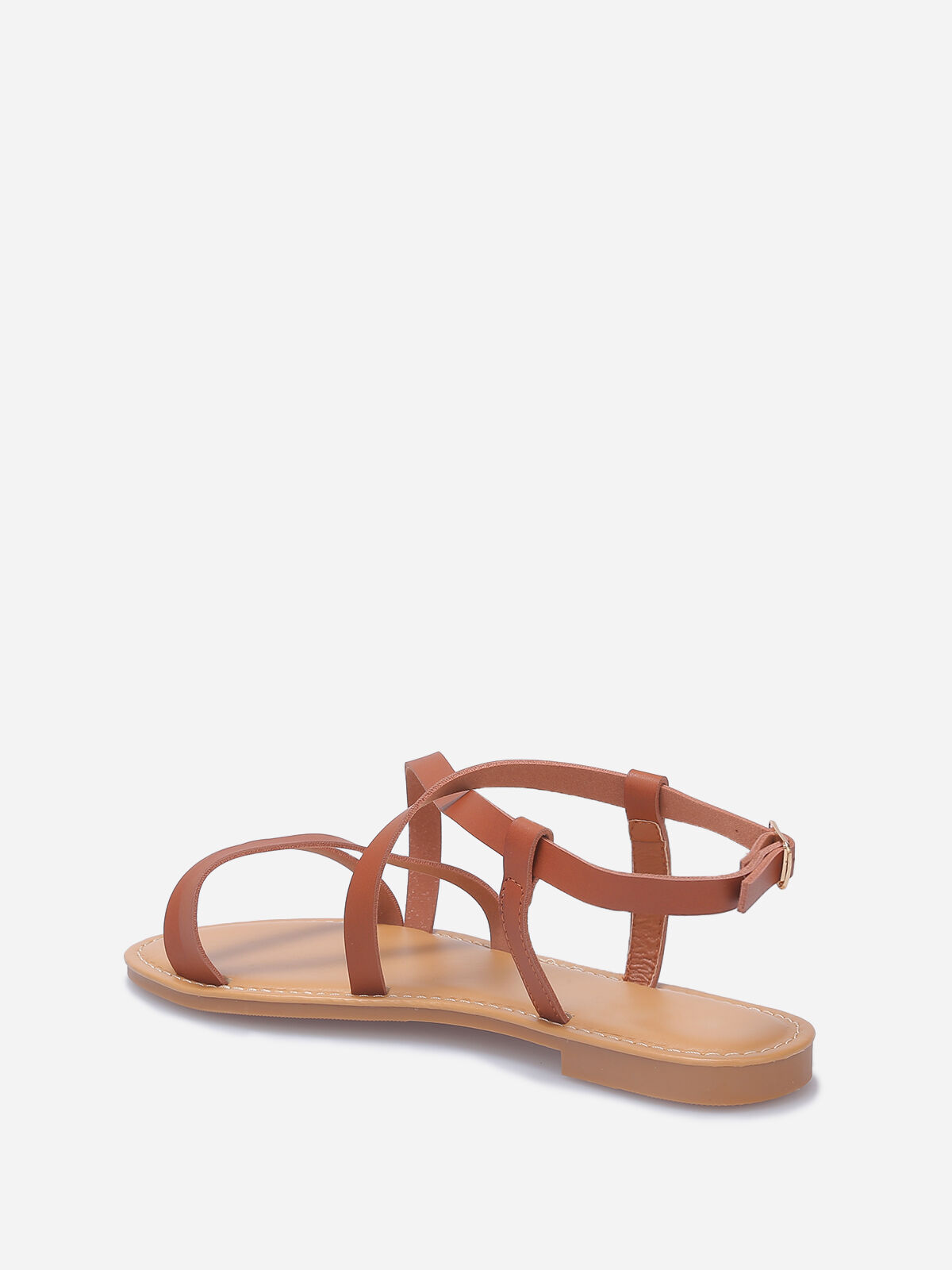 Nu-pieds à multiples brides- Camel