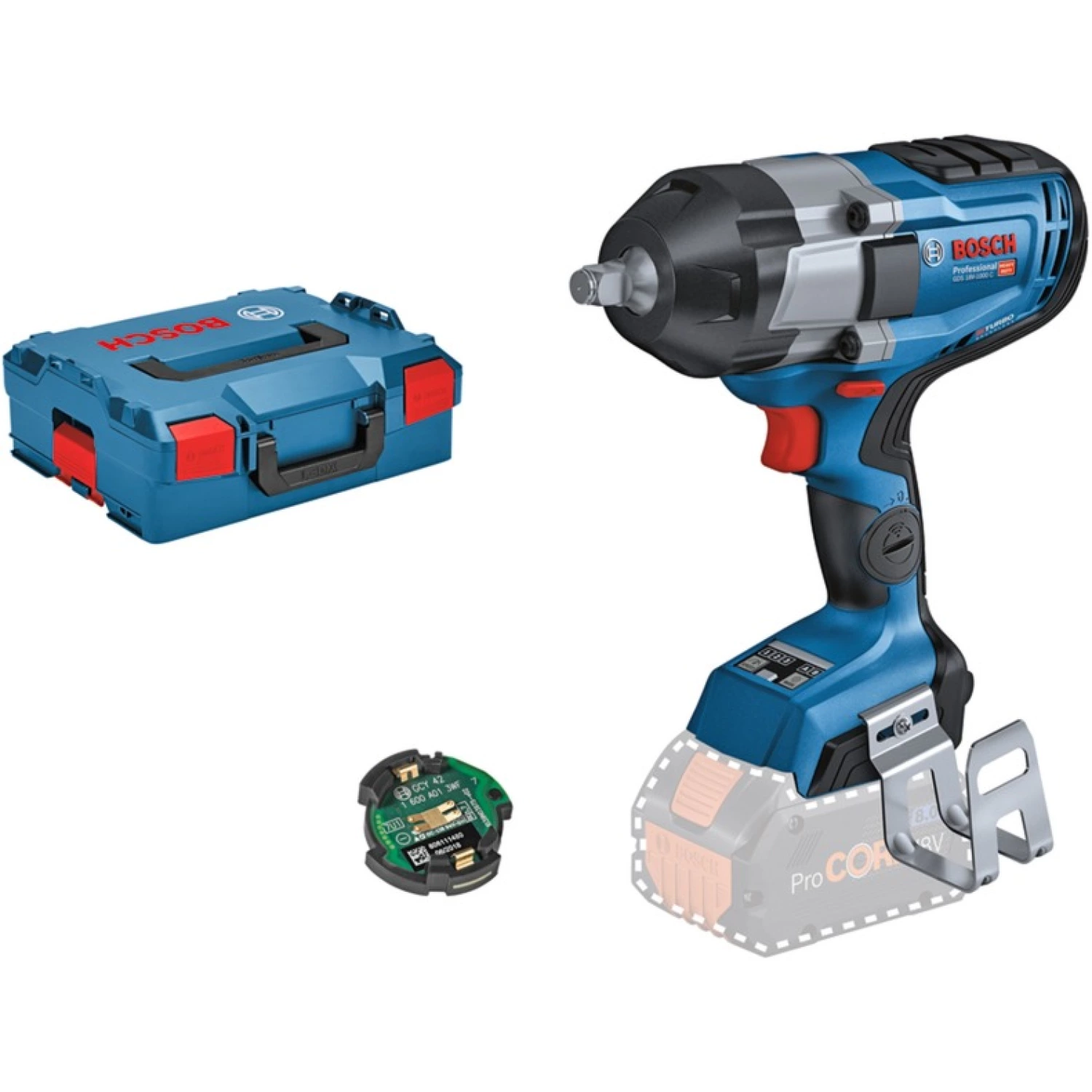 Bosch GDS 18V-1000 C 18V Li-Ion accu BiTurbo slagmoeraanzetter body incl. Bluetooth module in L-Boxx - 1000Nm - koolborstelloos