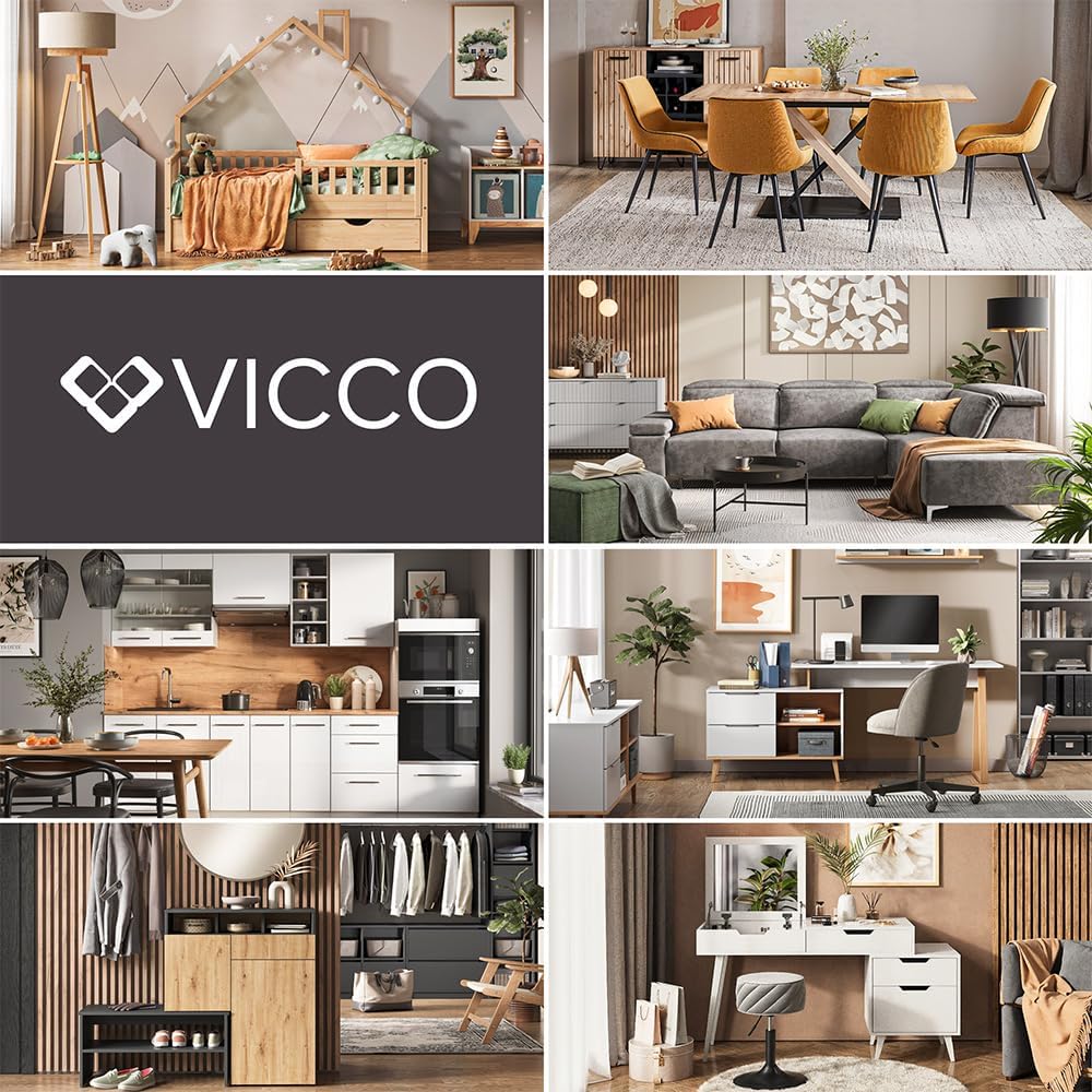 Vicco Singleküche R-Line, Schwarz Hochglanz/Weiß, 160 cm mit Herdumbauschrank und Spüle ohne AP