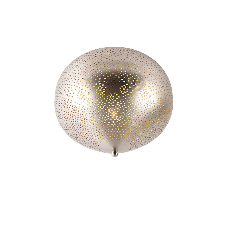 Oosterse plafondlamp staal met lichteffect - Sinbad