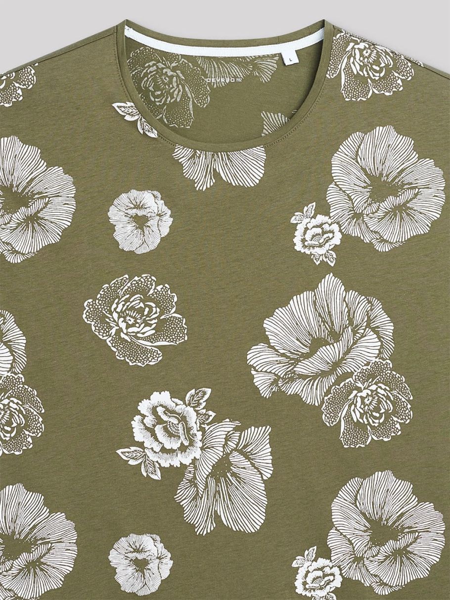 Tee-shirt col rond fleuri