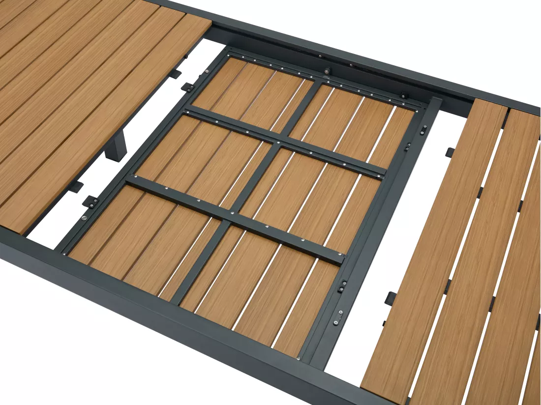 Table à manger de jardin extensible en aluminium et polywood L.170/230 cm - Naturel clair et anthracite - MACILA de MYLIA