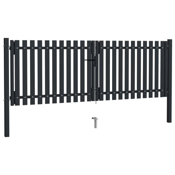 vidaXL Hageport med dobbel dør stål 306x175 cm antrasitt