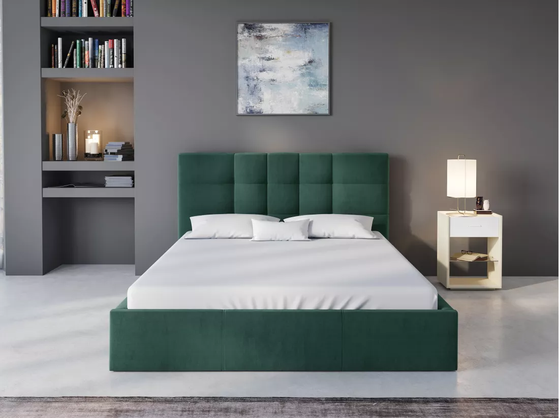 Lit coffre 180 x 200 cm - Tissu - Vert sapin - ELIAVA de Pascal Morabito