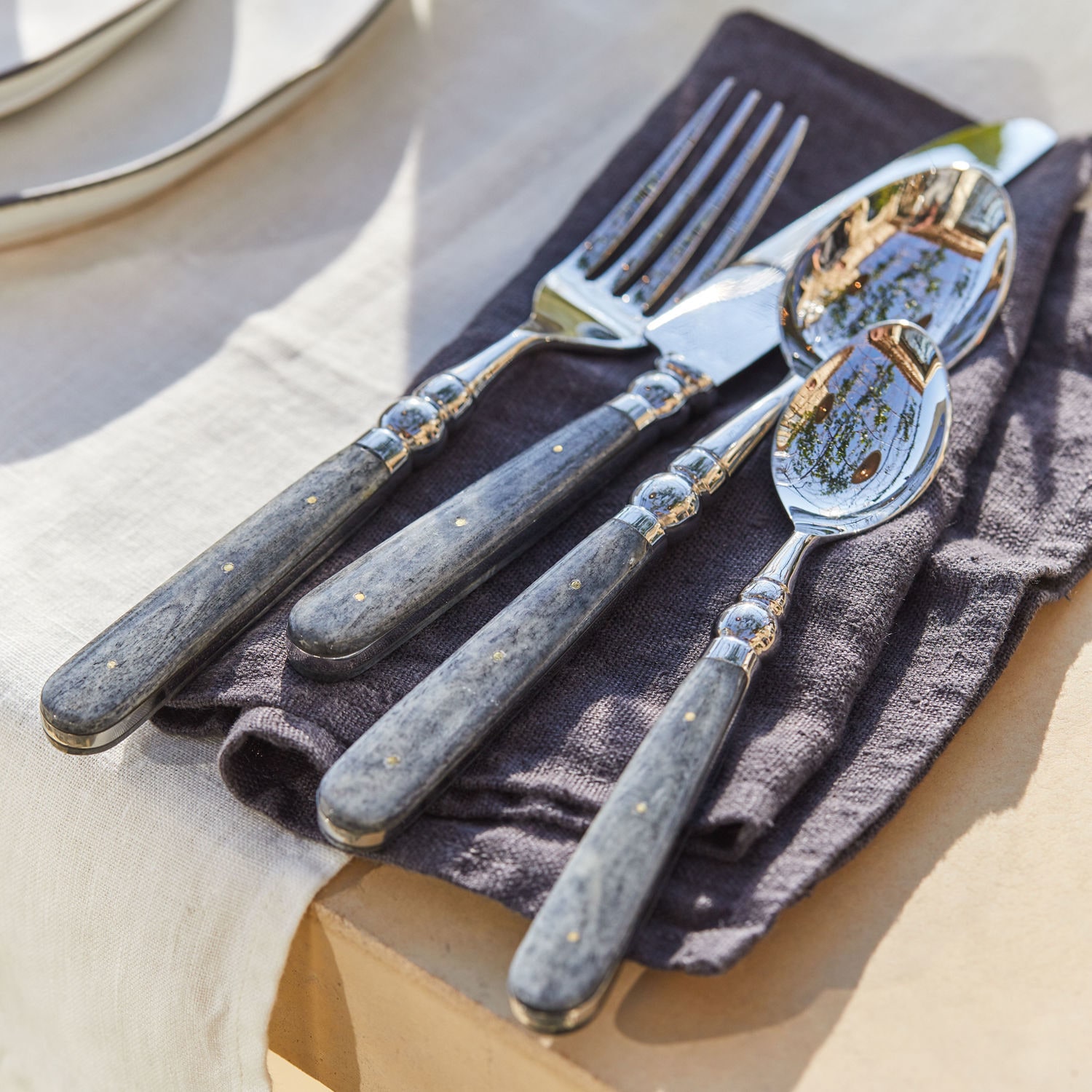 Besteck Bigeste 4er Set | silber/grau