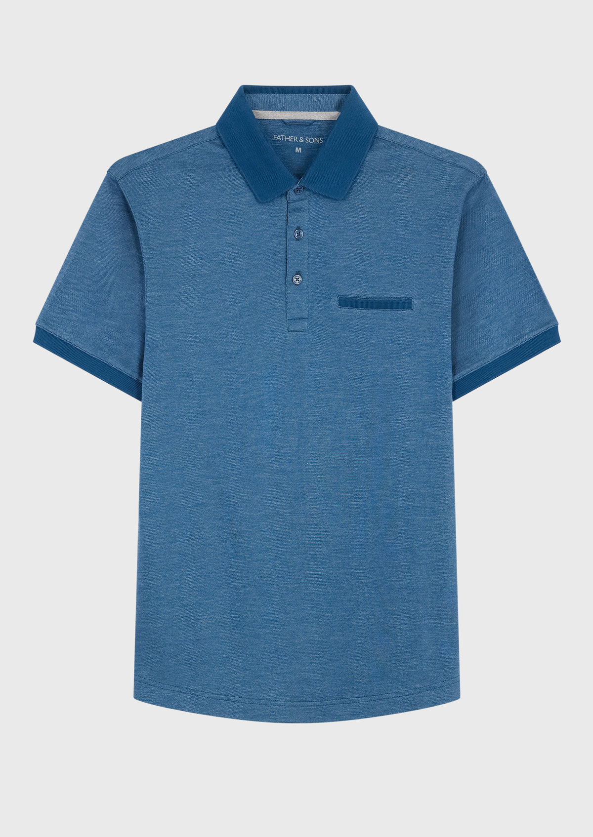 Polo manches courtes Slim en coton mélangé uni bleu paon